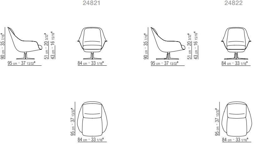 Flexform Вращающееся кресло с подлокотниками из кожи и ткани Sveva sun-id-1372654 - Вид №8