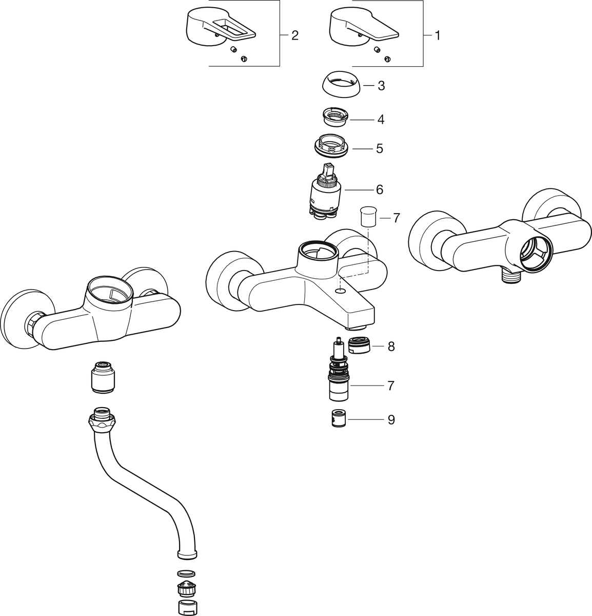 Oras 3840U Cмеситель для ванны и душа 3840U Twista Хром  - Вид №4