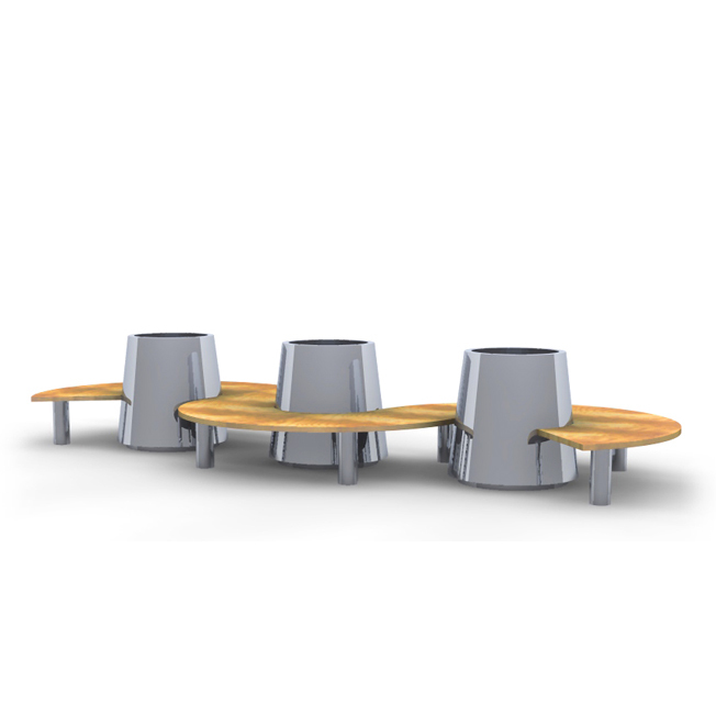 VULT01.01.01-MS.CM ВУЛКАН Трио, скамья с цветочным модулем LAB.Space  - Вид №1