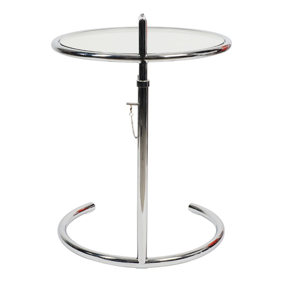 Приставной столик стеклянный с регулировкой высоты Eileen Gray Style Cocktail Table E-1027 SOHO DESIGN EILEEN GRAY 131567 Прозрачный;хром  - Вид №1
