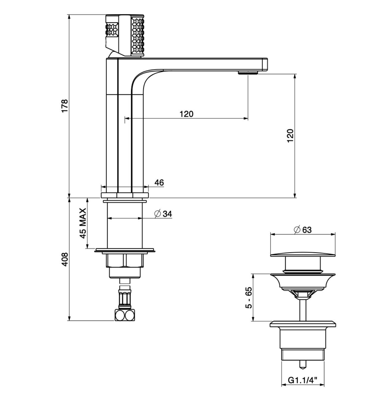 Однорычажный смеситель для раковины GATTONI T_K ARCH-00146319 - Вид №3