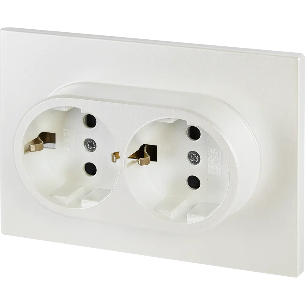 Розетка двойная встраиваемая Gusi Electric с заземлением со шторкой цвет жемчуг Ugra STLM-2000924 - Вид №1