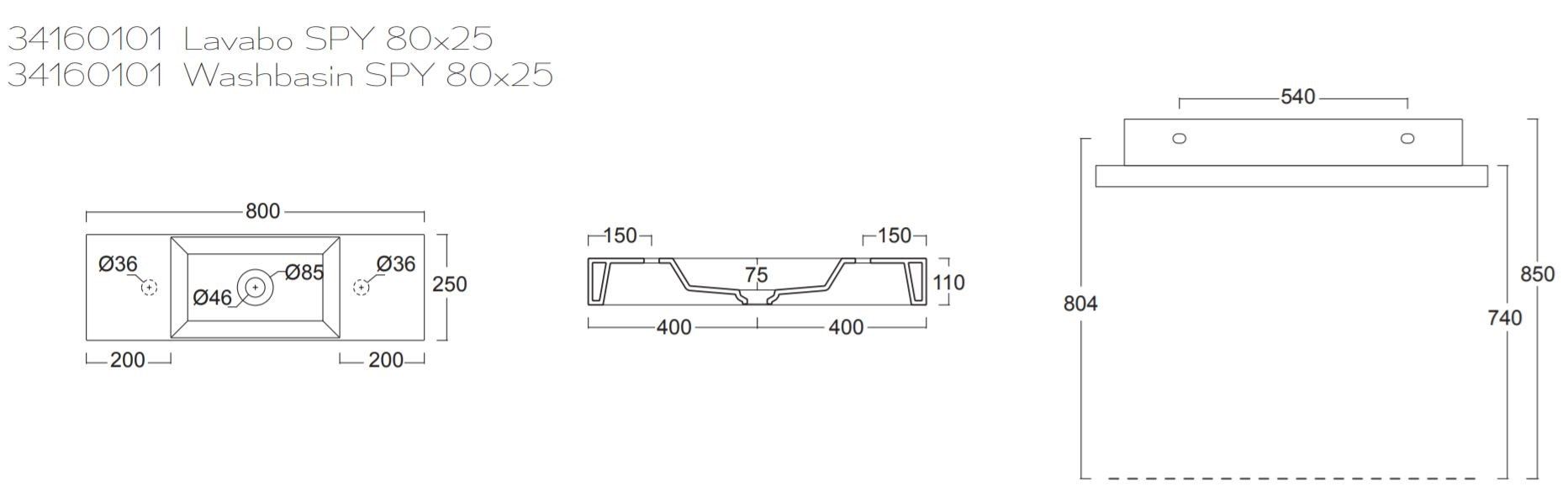 Керамическая прямоугольная столешница для мытья рук Alice Ceramica Шпион ARCH-00126165 - Вид №40