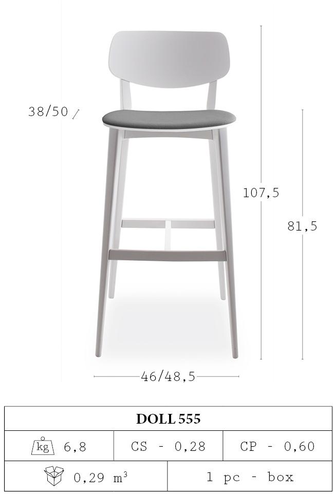 Billiani Высокий табурет из бука со встроенной подушкой Doll 555 - Вид №2