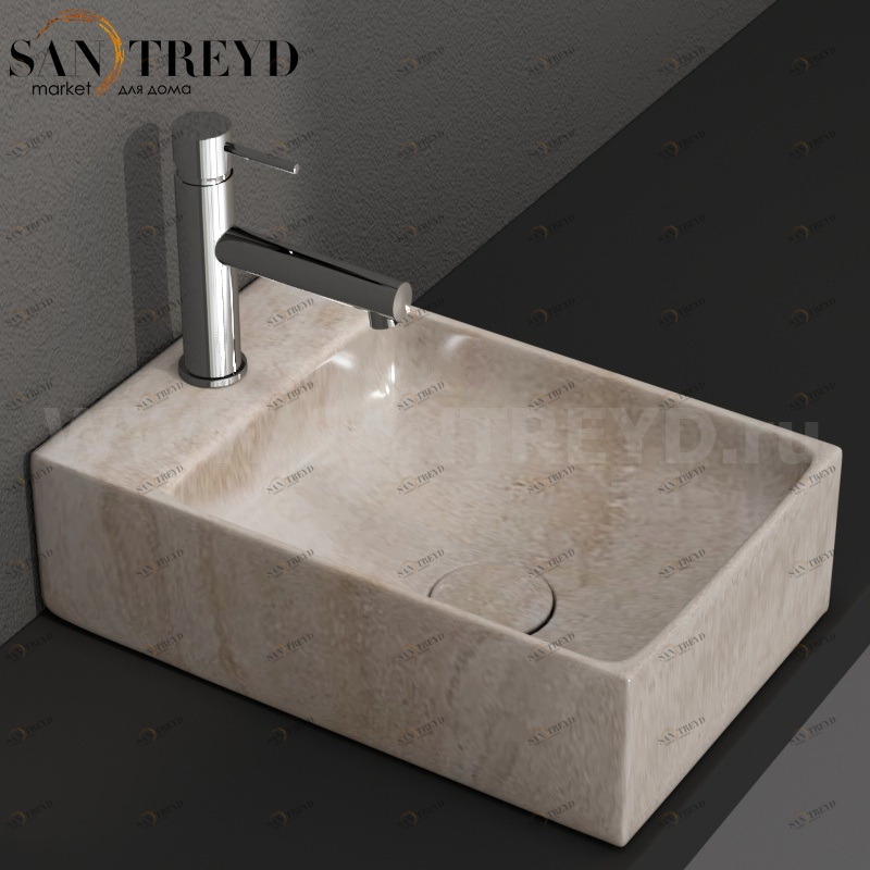 B6R40SB Подвесная раковина настенная прямоугольная Ceramica Globo T-EDGE белая