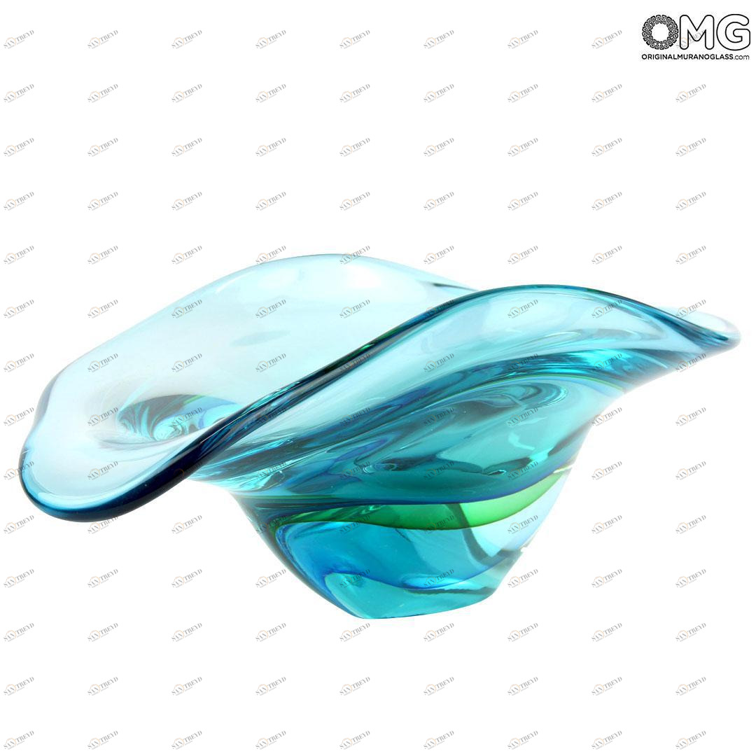 3871 ORIGINALMURANOGLASS Декоративная чаша Голубая гондола - соммерсо - муранское стекло OMG 53 см 