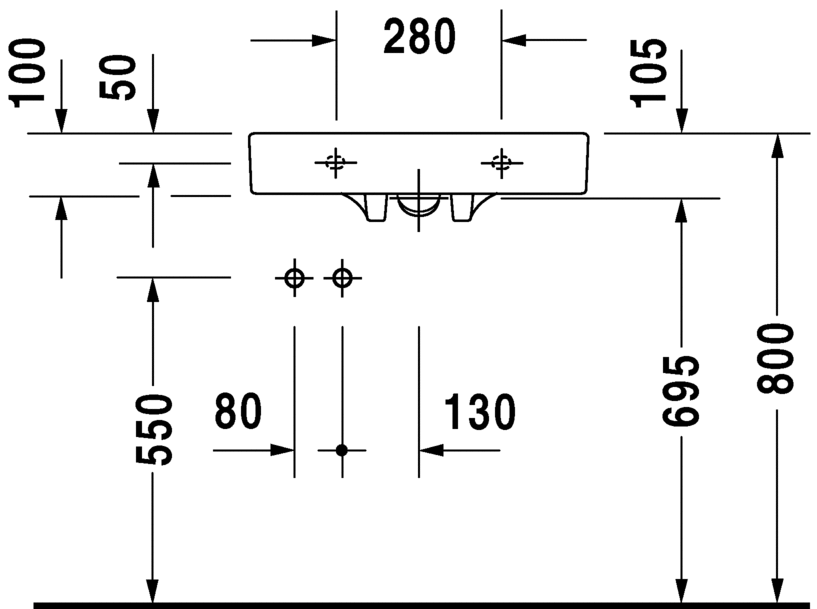 0443580008 Подвесная раковина настенная овальная Duravit Architec - Вид №4