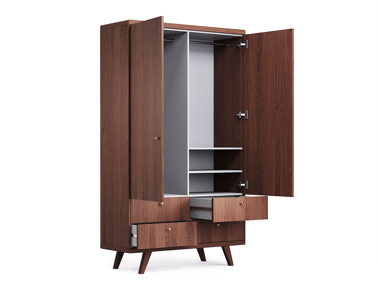 Шкаф распашной двухдверный с ящиками дуб тобакко Thimon №2 THE IDEA  210433 Коричневый  - Вид №2