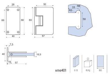 Metalglas Bonomi Петли для душевых кабин из латуни  B-100  - Вид №2