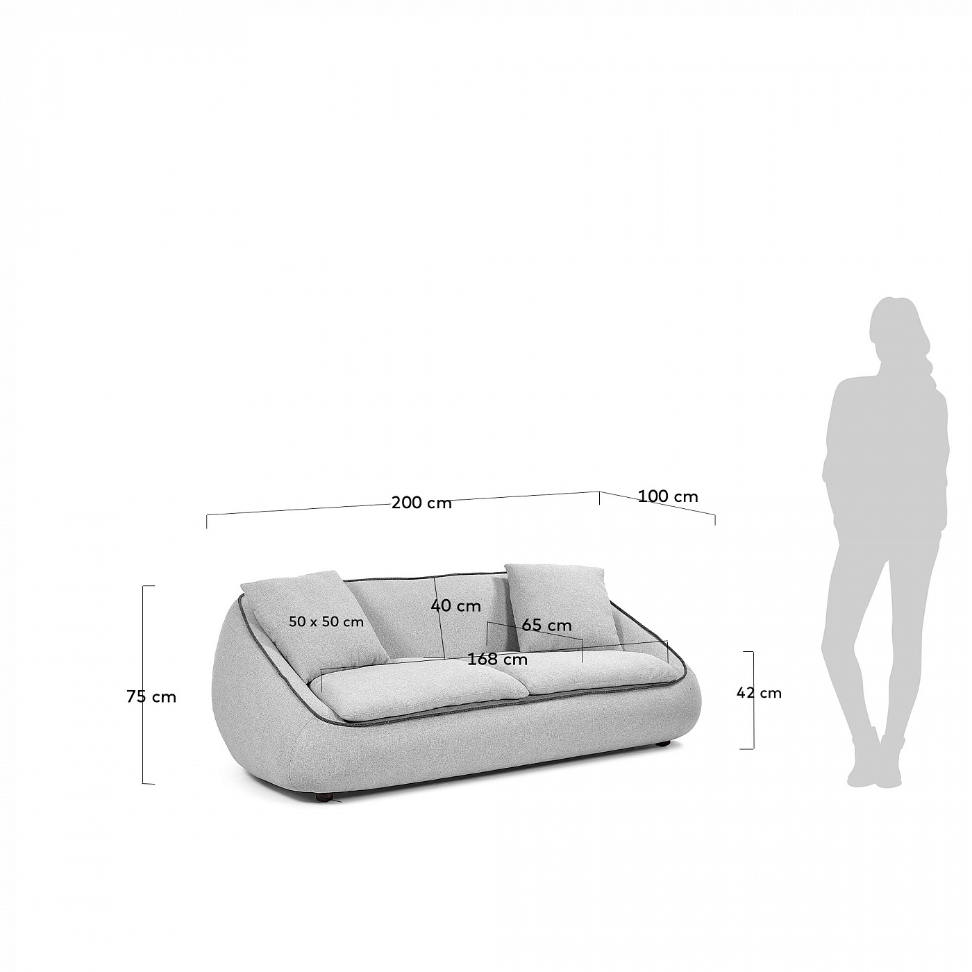 069452 Диван 3х местный светло-серый La Forma Safira - Вид №4