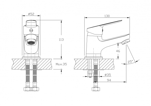 Смеситель для умывальника Rush Crete CR3535-11 , хром 115224 - Вид №1