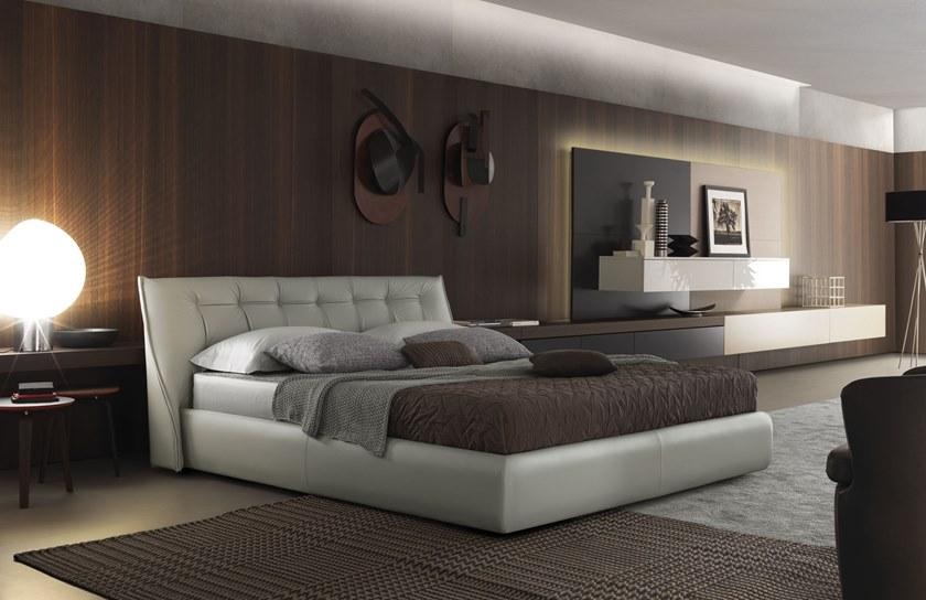 MisuraEmme Кровать двуспальная с обивкой кожей Misuraemme sun-id-1511115 - Вид №1