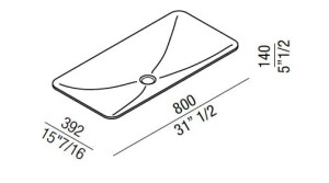 Прямоугольная раковина из Cristalplant® с столешницей