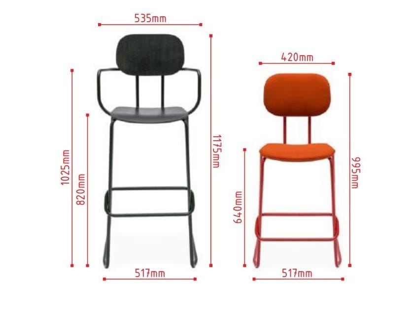 Высокий табурет из ткани с подставкой для ног MDD New School ARCH-00110353 - Вид №8