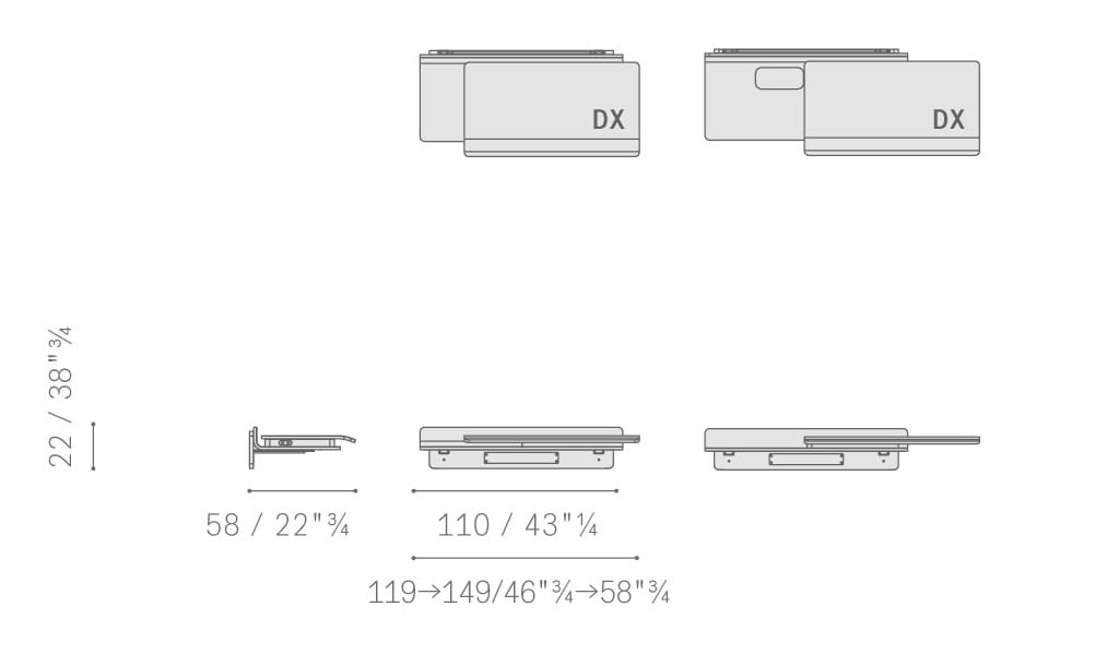 Подвесной письменный стол с кожаной обивкой Poltrona Frau офис-системы управления ARCH-00134537 - Вид №4