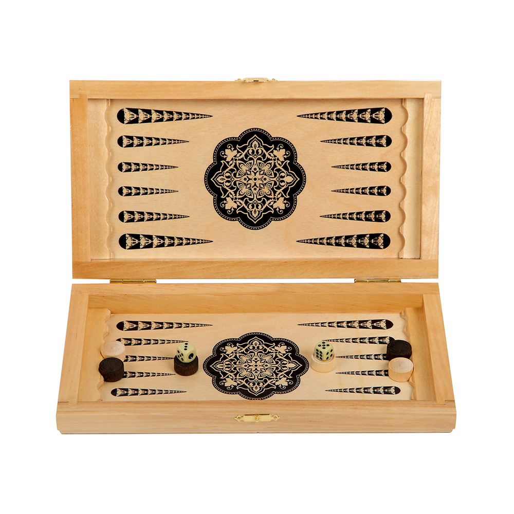 1373 Игра настольная Нарды "Галант" светлые. Двухсторонний орнамент. 29х15.5см. Ладья 