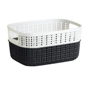 Корзина для белья Primanova Суздаль 3.5 л цвет бело-серый