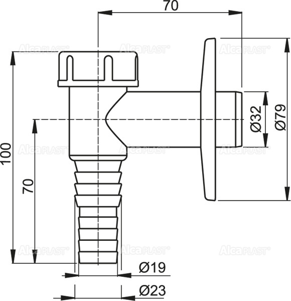 Сифон для стиральной машины наружный, белый ALCAPLAST APS2 - Вид №1