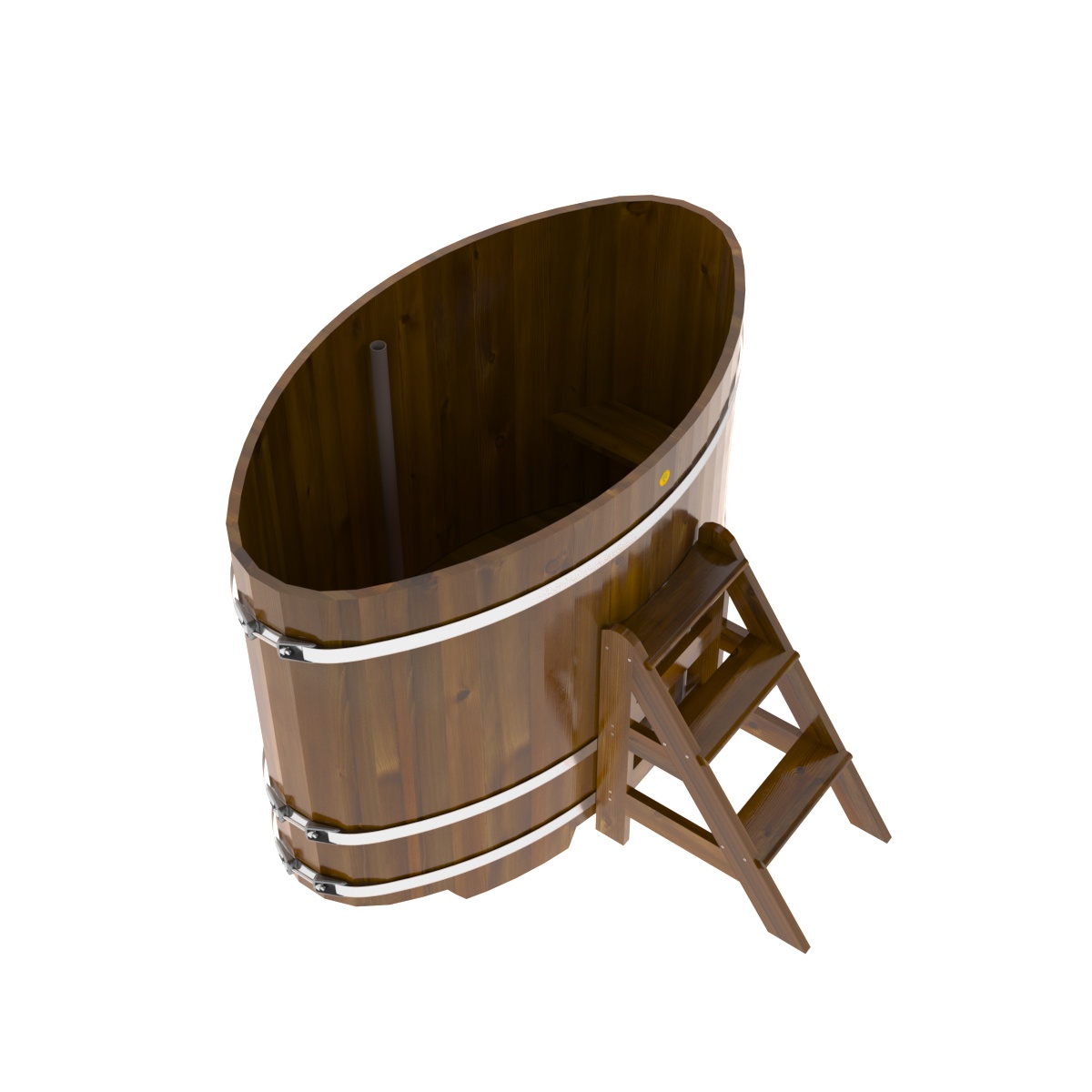 2275 Купель овальная из лиственницы Рустик 0,92х1,66х1,2 морёная Alyarus  - Вид №2