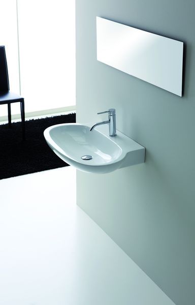 LB75 Подвесная раковина настенная круглая Neroceramica  белая 