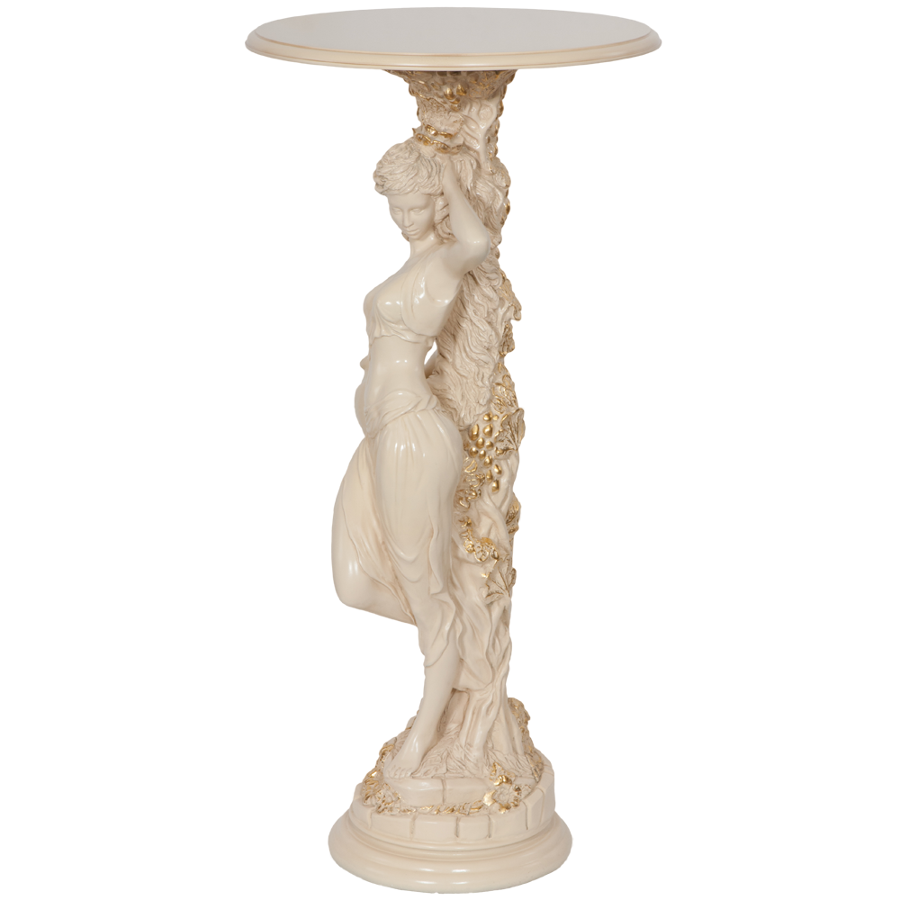 13055 BOGACHO Подставка декоративная Девушка с кувшином Айвори мрамор / ЛМДФ 11486  - Вид №2