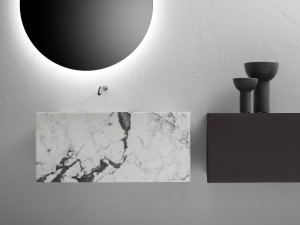 Прямоугольный подвесной умывальник из мрамора Арабескато