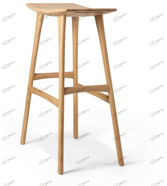 Ethnicraft Табурет из тикового дерева с подставкой для ног  53034/53041 