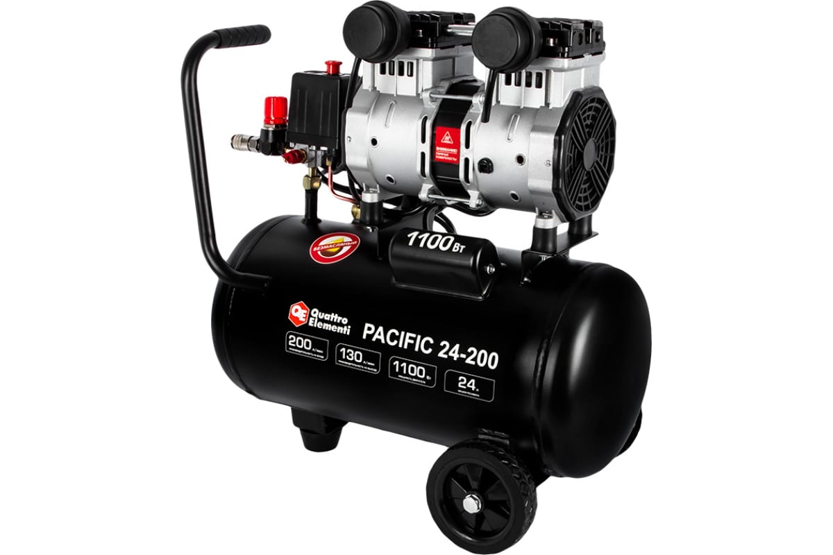 Компрессор поршневой безмасляный Quattro Elementi PACIFIC 24-200 9014347 STDN-0009168 - Вид №6
