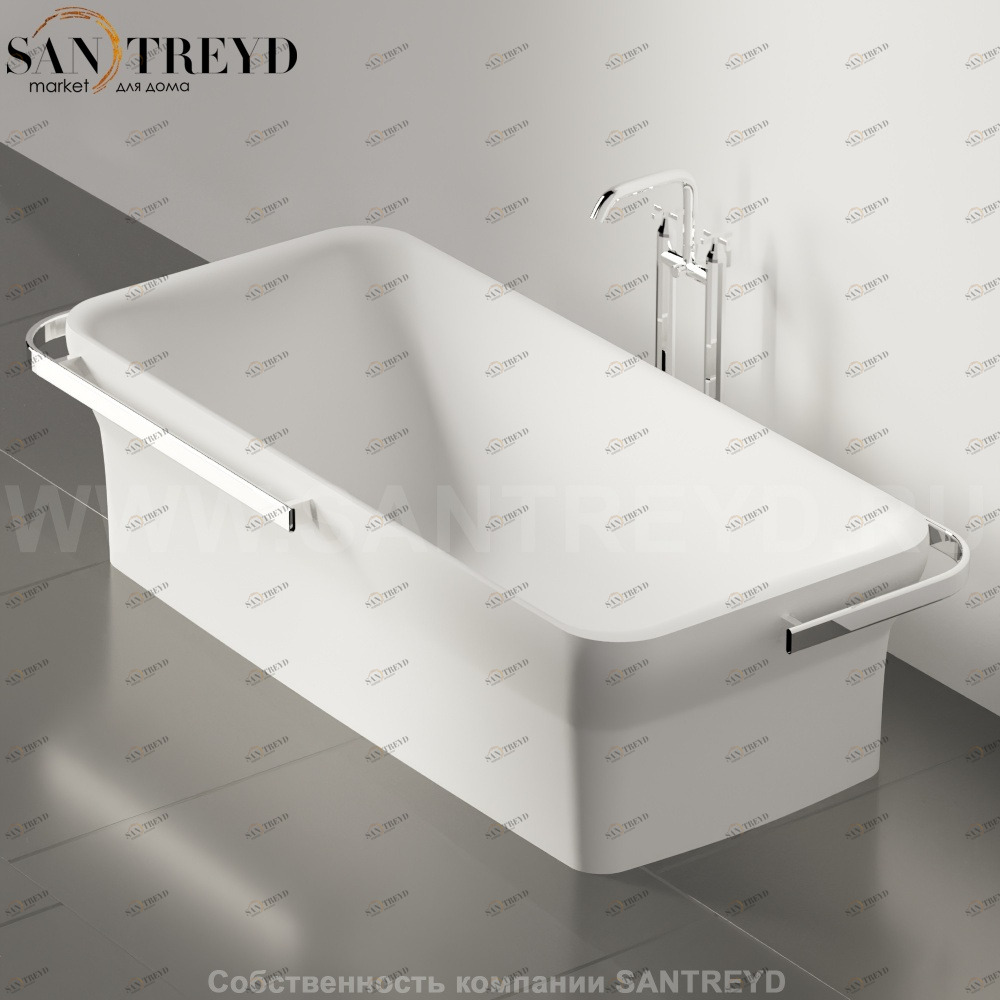 Ванна свободностоящая NOVECENTO с 2 держателями для полотенца белая Agape AVAS0965ZZ