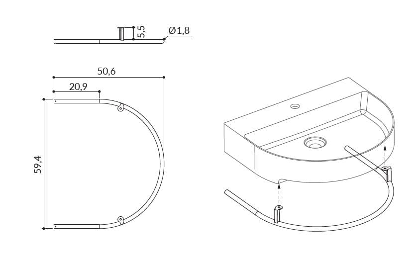 Керамическая столешница с держателем для полотенец Gruppo Geromin Arko ARCH-00145916 - Вид №4