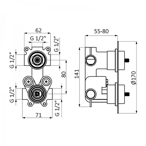 Смеситель для душа AURA GRB MIXERS 75130726 - Вид №1