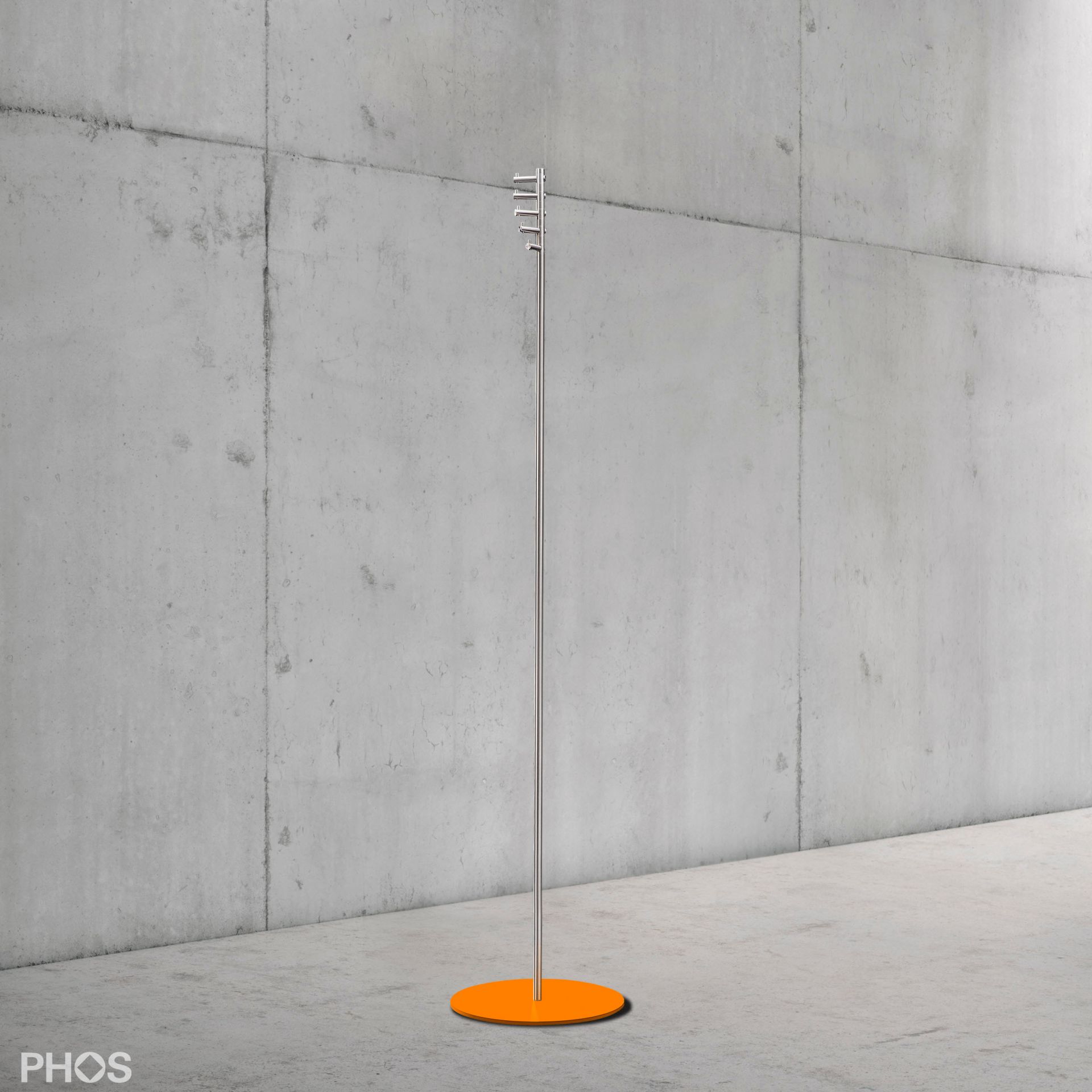 T1-BPO Вешалка для одежды, 5 вращающихся крючков для одежды, основание: оранжевое. PHOS  - Вид №1