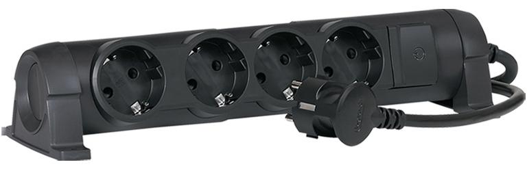 694605 Многорозеточный блок ''комфорт'' 4 x 2к+з - с кабелем длиной 3 м черный Legrand 