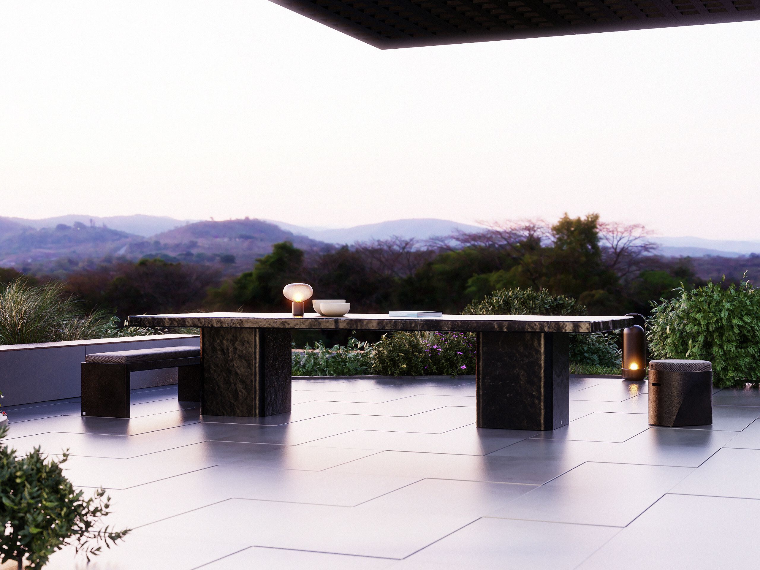 Прямоугольный садовый стол из стекловолокна GANSK LAPIDUS ARCH-00087621 - Вид №1