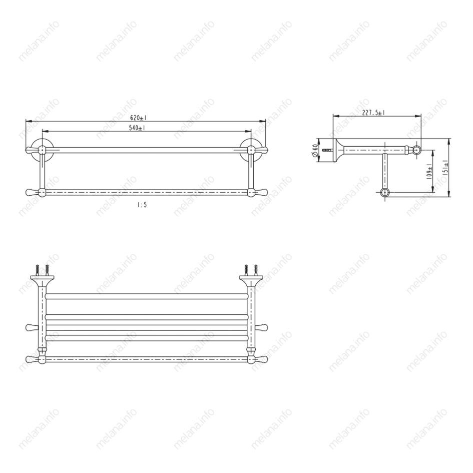 Полка для полотенец MELANA золото MLN-821003 821 серия - Вид №1
