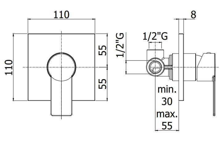 Однорычажный встраиваемый смеситель для душа RUBINETTERIA PAFFONI Tango ARCH-00058445 - Вид №1