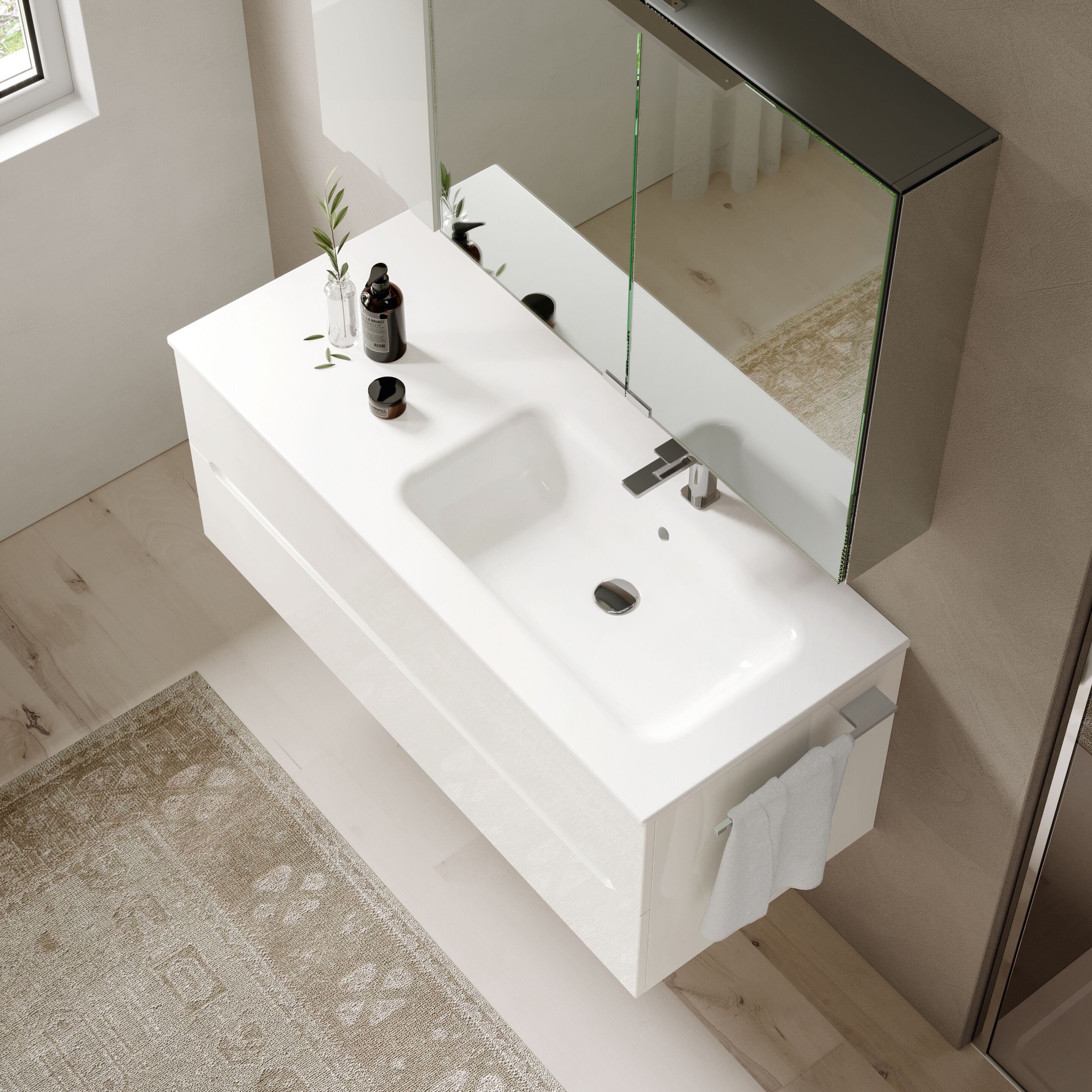 Деревянный подвесной умывальник с зеркалом Ideagroup Smyle ARCH-00083889 - Вид №1