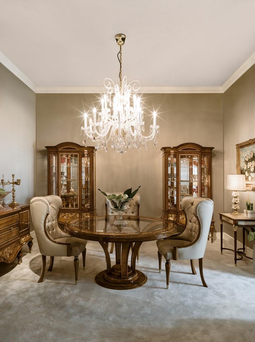 Bellotti Ezio Круглый стол из каштана со стеклянной столешницей 1430 1436  - Вид №1