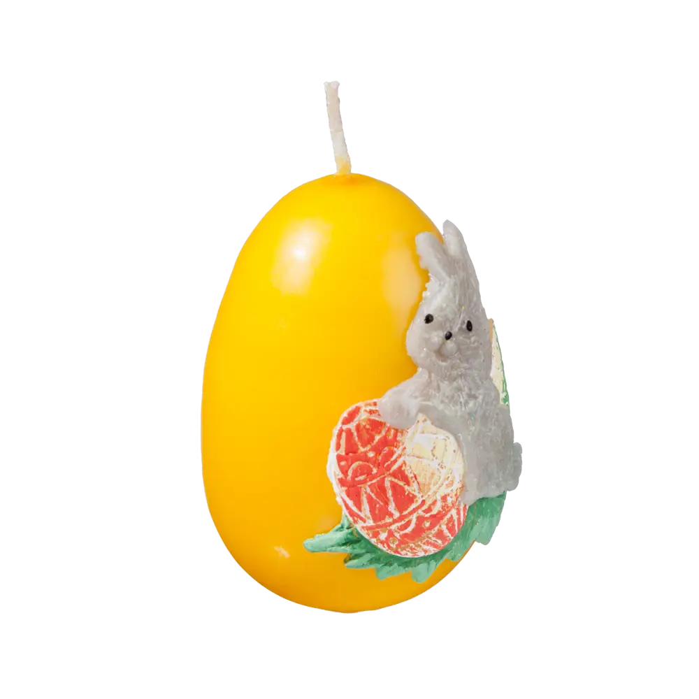 Свеча Яйцо пасхальное с аппликацией кролик цвет в ассортименте 9 см Santreyd STLM-2008176 - Вид №1