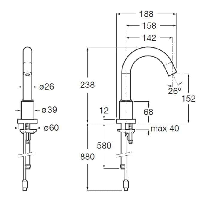 Электронный латунный смеситель для раковины Roca лофт ARCH-00073290 - Вид №2