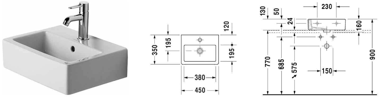 070445 Накладная раковина на столешницу  овальная Duravit Vero - Вид №1