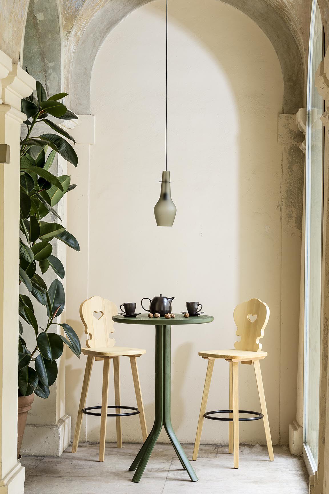 Высокий стул из ели со спинкой SIPA Вена ARCH-00142832 - Вид №4