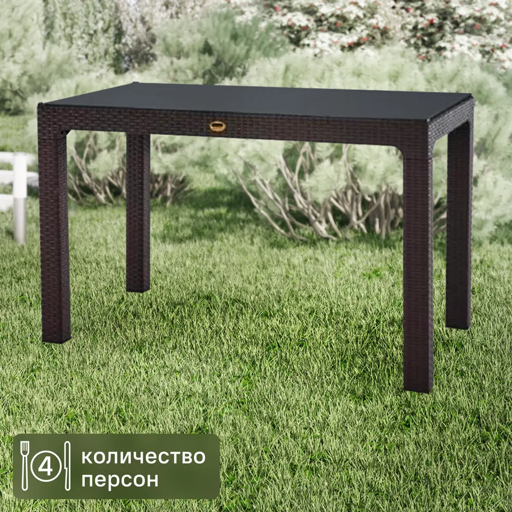 Стол садовый прямоугольный складной Rattan 120x70x75 см полипропилен цвет коричневый 89354361 STLM-2211517 Santreyd Стол прямоугольный