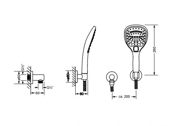 Ручной душ ½" JOERGER Exalновинка 649.13.381.000 - Вид №1