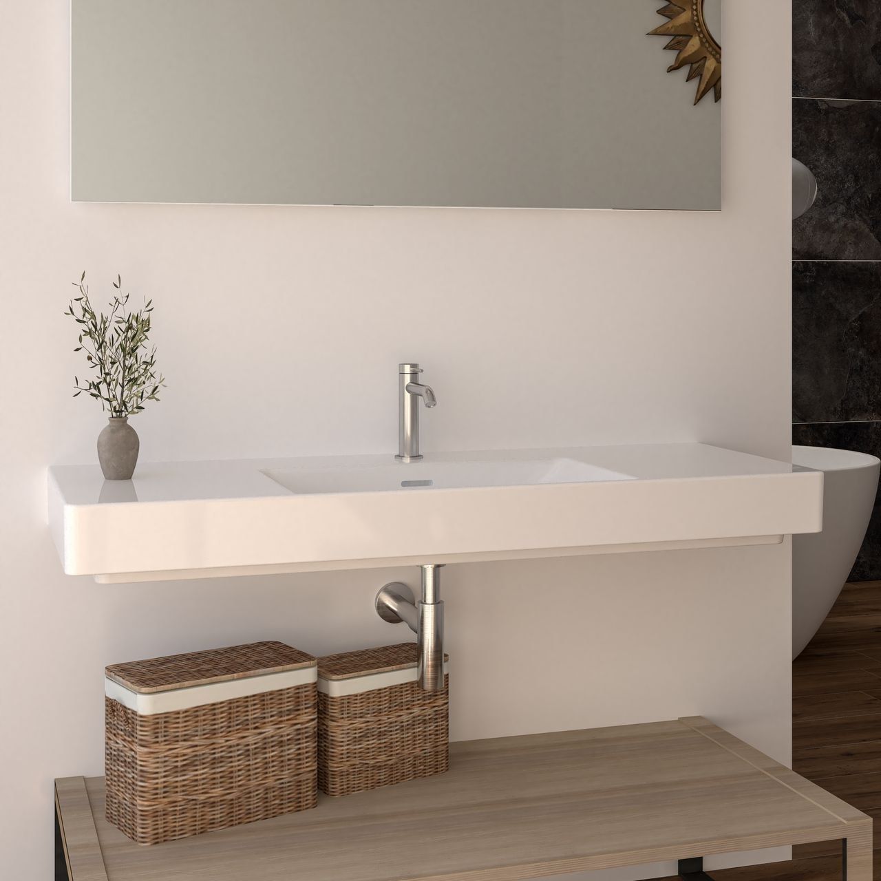 Керамическая прямоугольная подвесная раковина Ercos MALIBU ARCH-00011700 - Вид №1