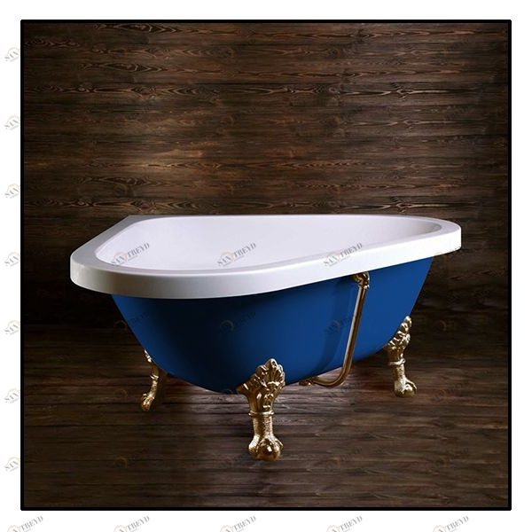 Ванна Akcjum Camelia WR-07-05-BR-C угловая синяя с золотыми ножками WR0705BRC