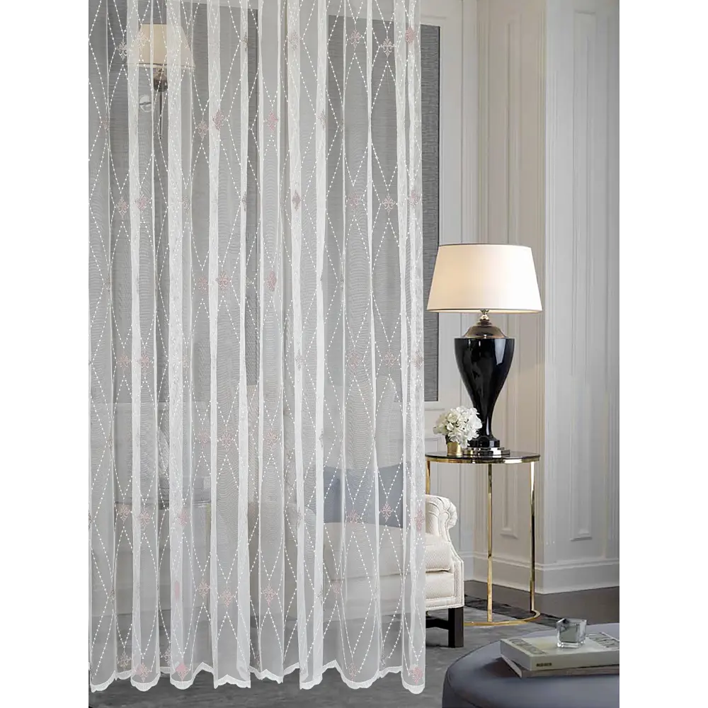 Тюль на ленте Сиена 250x260 см цвет бело-розовый MIAMOZA STLM-2177488 - Вид №2