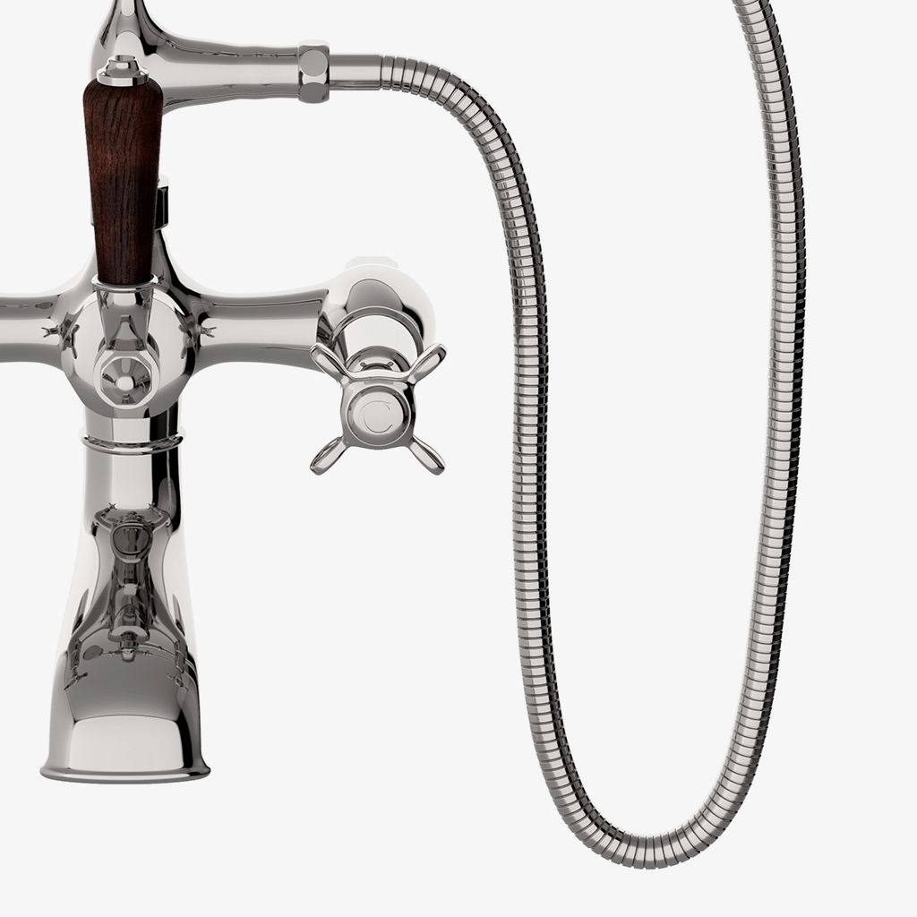 EAXT25 Наполнитель для открытых ванн Easton Classic, ручной душ из дуба и рычажный переключатель Waterworks  - Вид №1