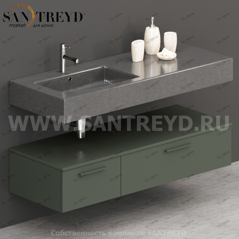 T13552FE2 Столешницы для использования в сочетании с тумбами и открытыми тумбами 135 см зеленая Globo ARREDO WOOD Италия Ceramica Globo