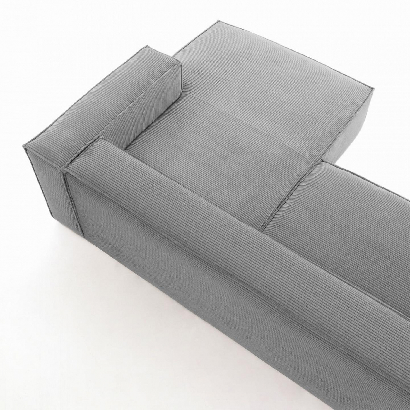072940 Диван 2х местный правый шезлонг серый вельвет La Forma Blok - Вид №3